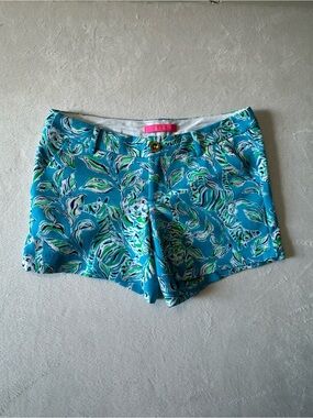 Lilly Pulitzer Aqua Turquoise Leaf-Print Bermuda Shorts